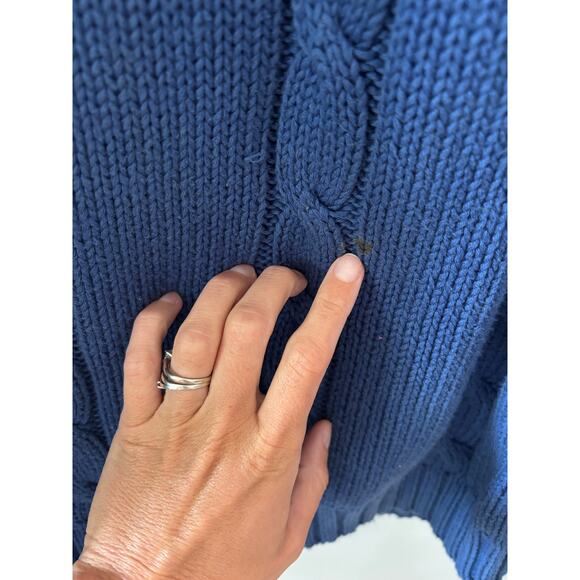 Lands End Womens Fair Isle Knit Turtleneck Sweater Size XL Blue Reindeer Winter - Picture 4 of 7